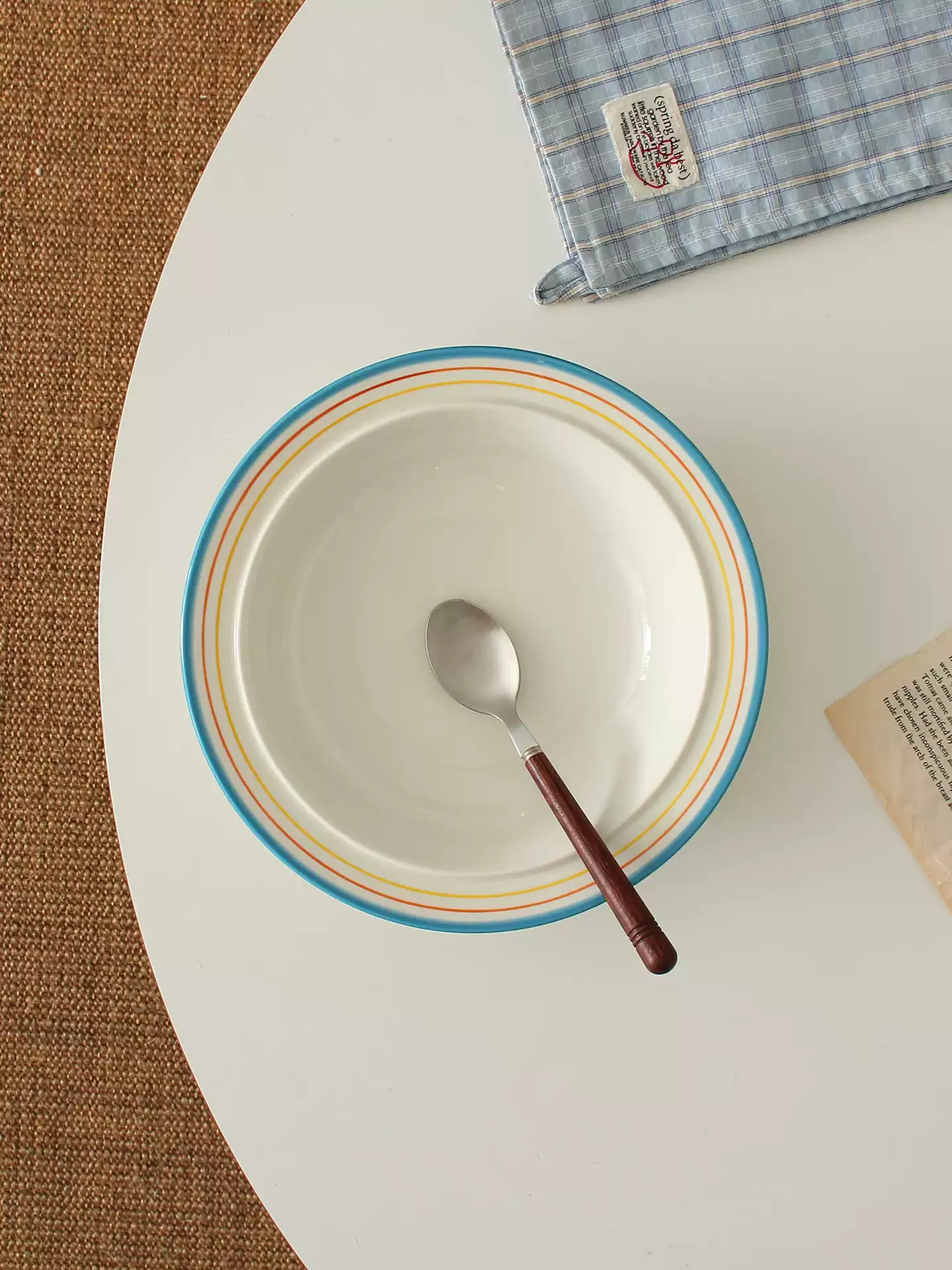 Nordic Retro Striped Ceramic Bowl - Vintage Colorful Tableware
