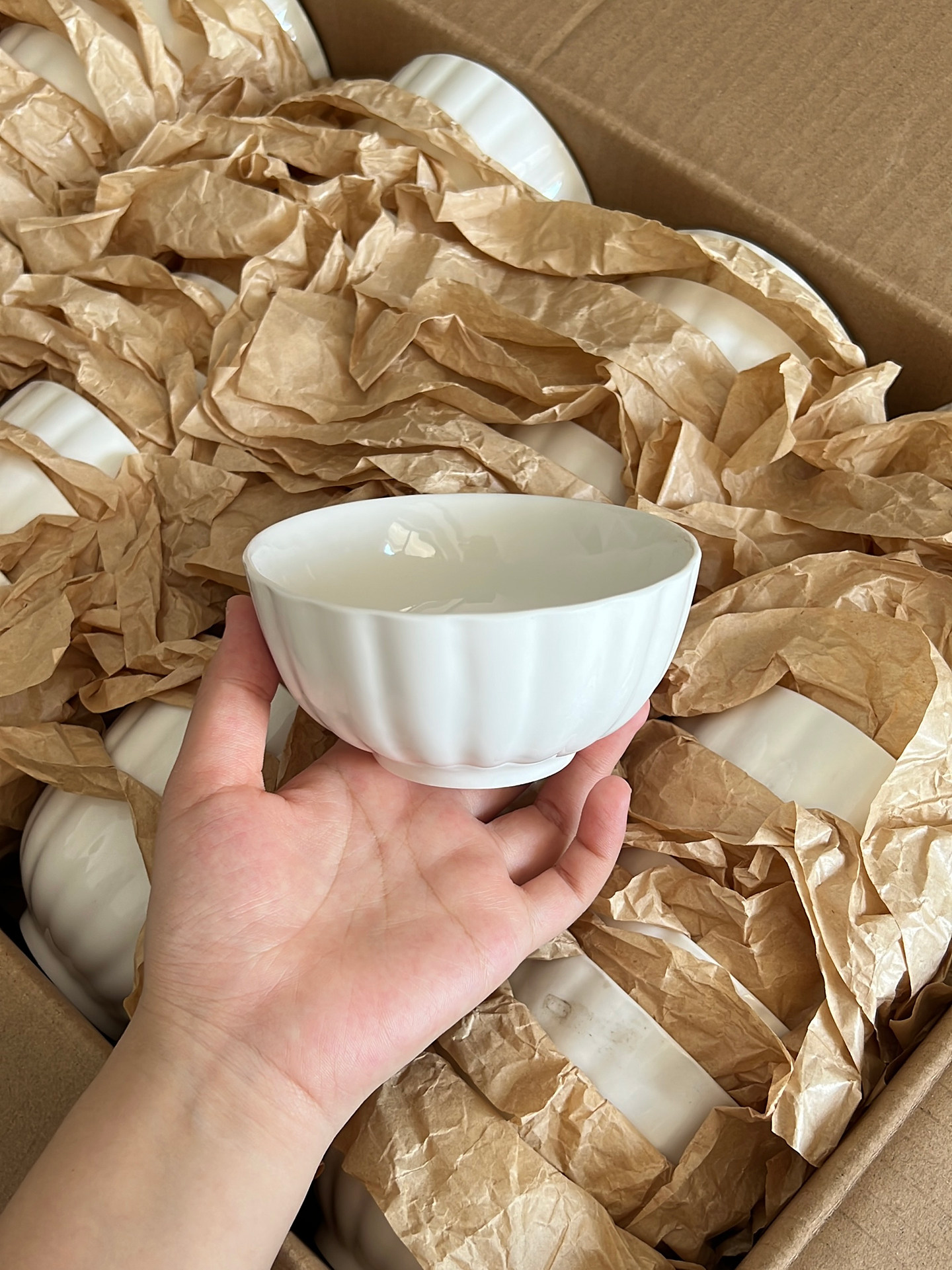 Nordic Fluted Ceramic Bowl - Minimalist White Tableware