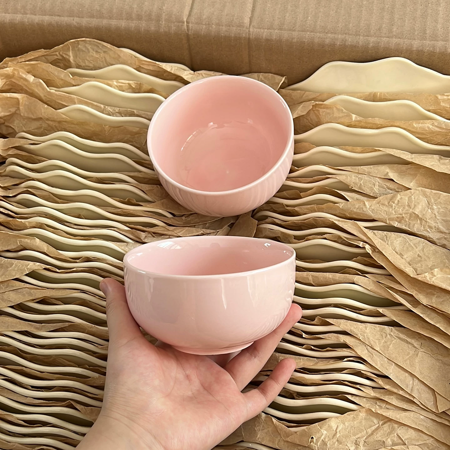 Nordic Pastel Pink Ceramic Bowl - Minimalist Tableware