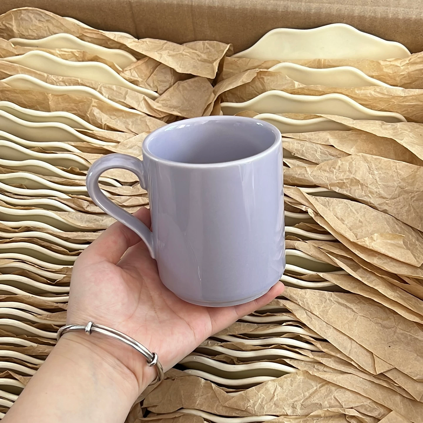 Nordic Pastel Purple Ceramic Mug - Cute Coffee Cup with Cloud Lid & Spoon