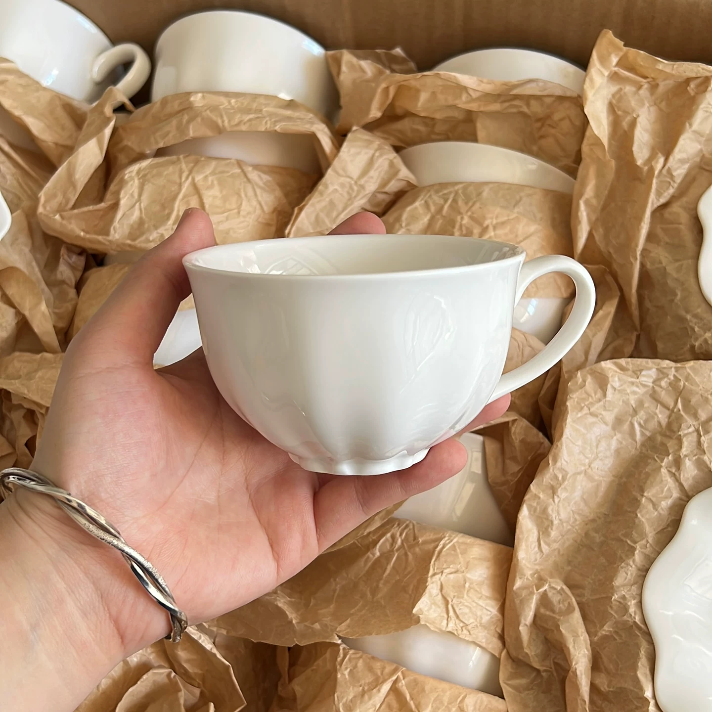 Nordic Ceramic Coffee Cup and Saucer Set - Elegant White Tableware