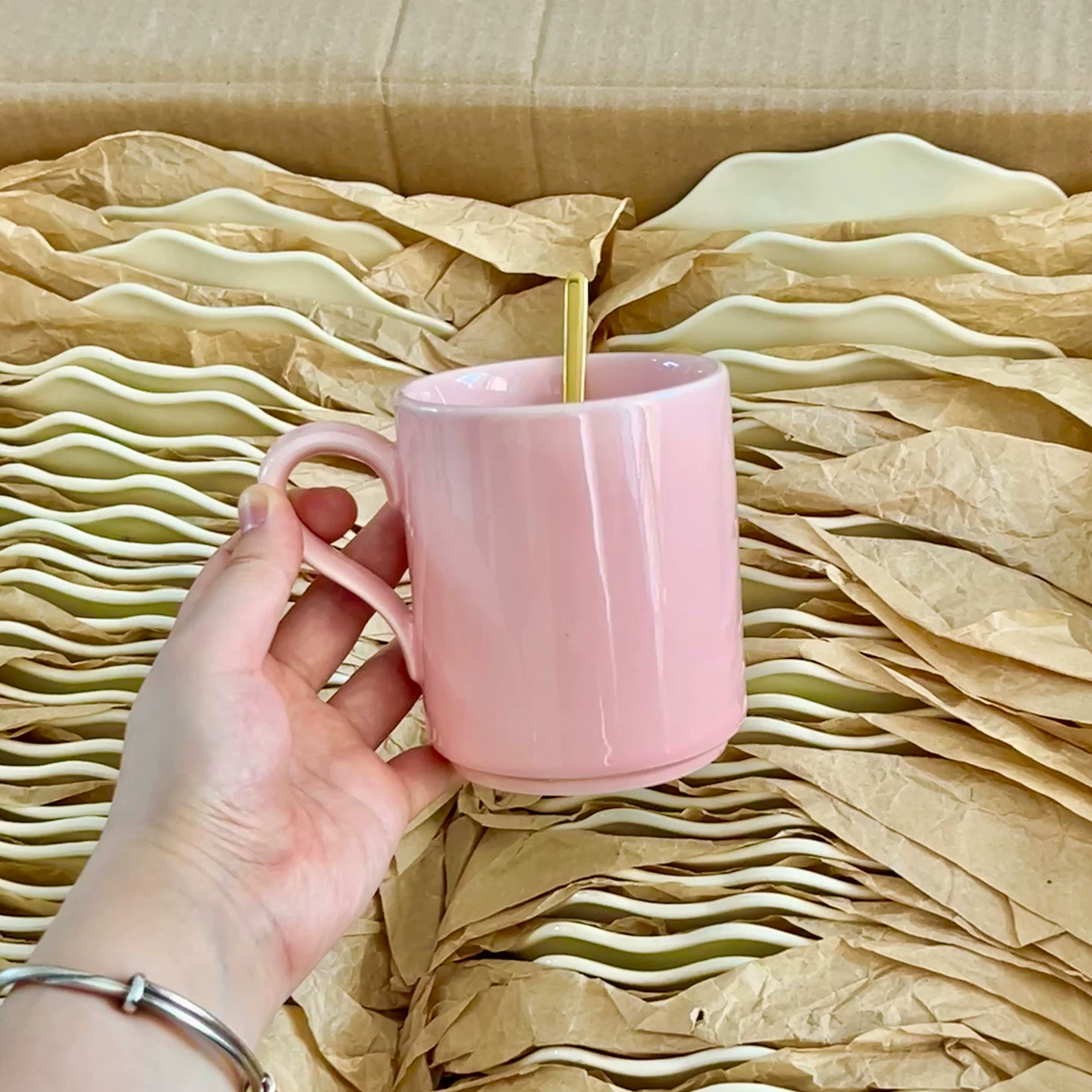 Nordic Pastel Pink Ceramic Mug - Minimalist Coffee Cup