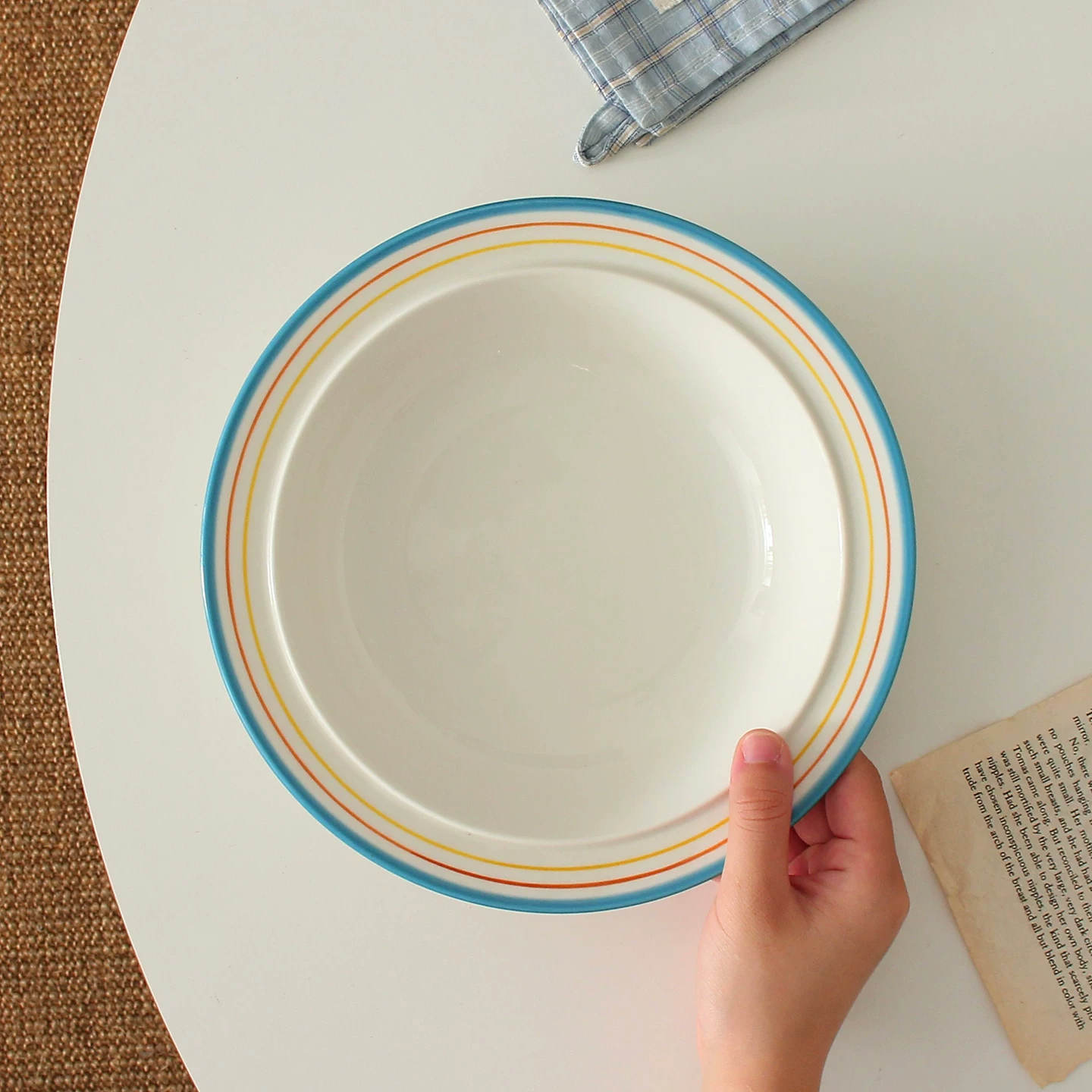 Nordic Retro Striped Ceramic Bowl - Vintage Colorful Tableware